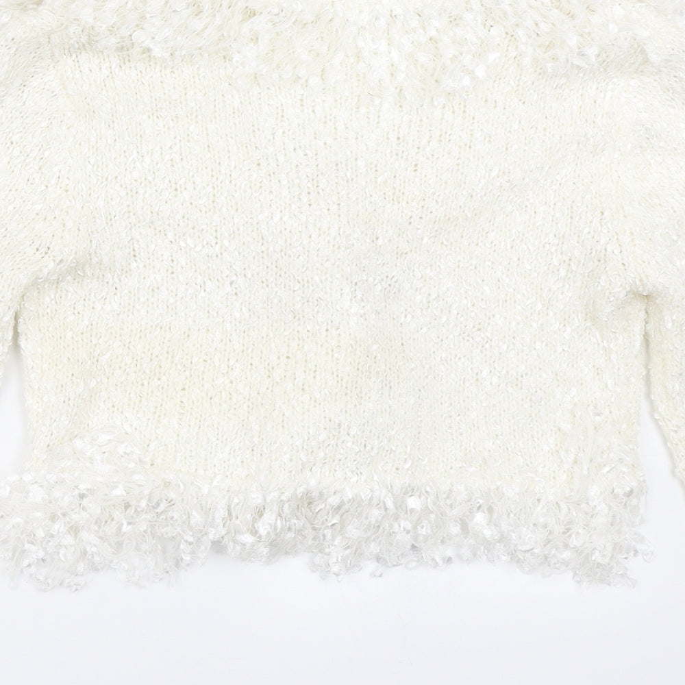 Xited Womens White Knit Cardigan Jumper Size M