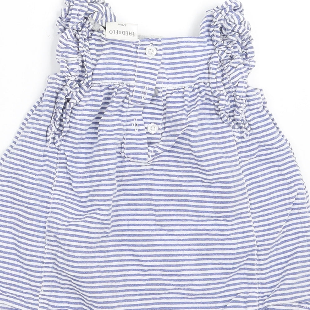 F&F Girls Blue Striped A-Line Size 3-6 Months