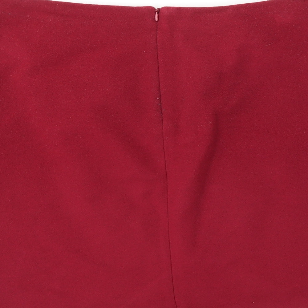 M&S Womens Red A-Line Skirt Size 14