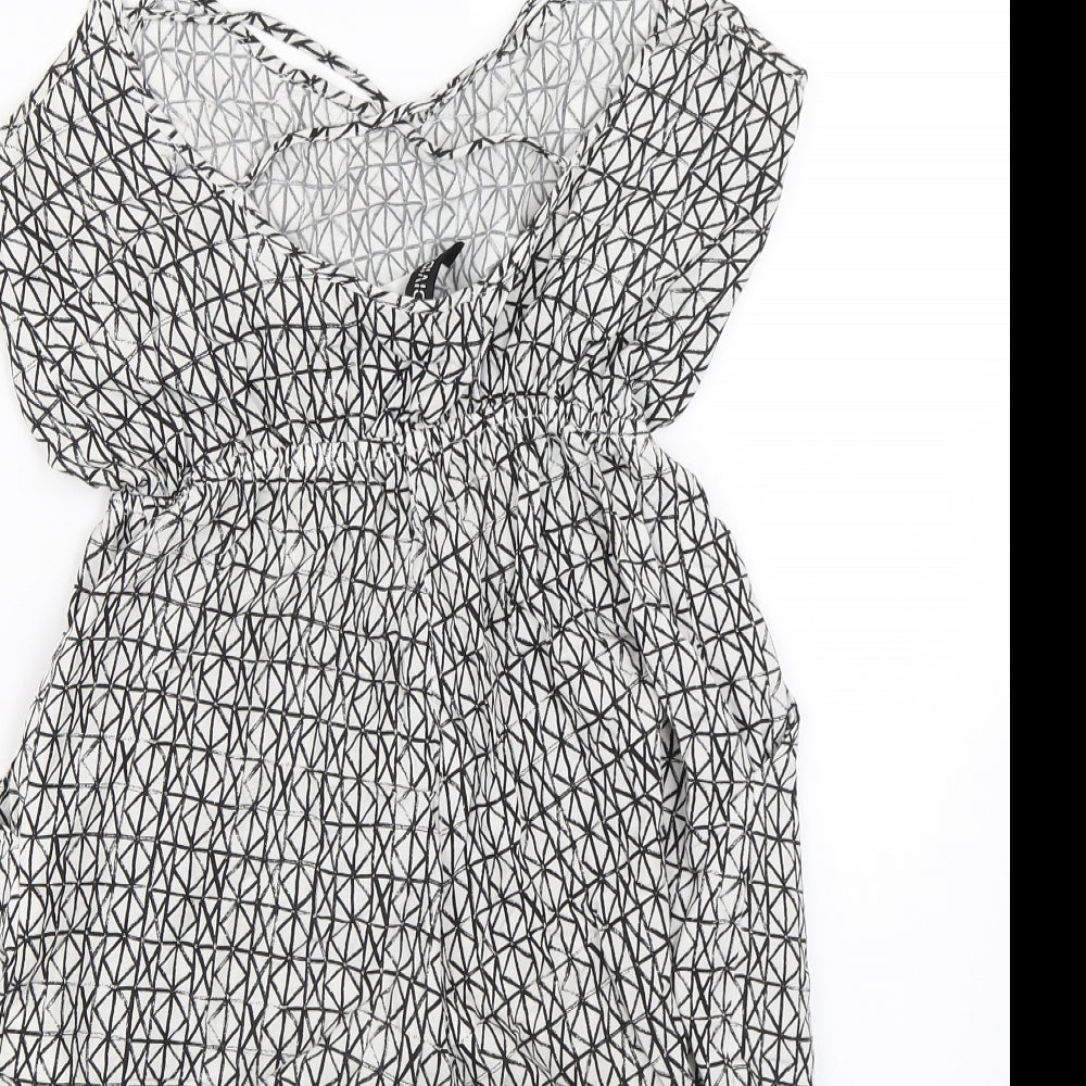 H&M Womens White Geometric Playsuit One-Piece Size 6