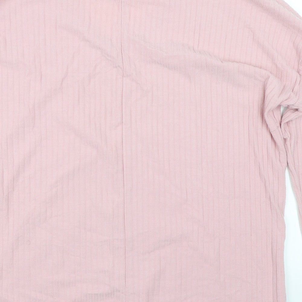 New Look Womens Pink Striped Basic T-Shirt Size 8