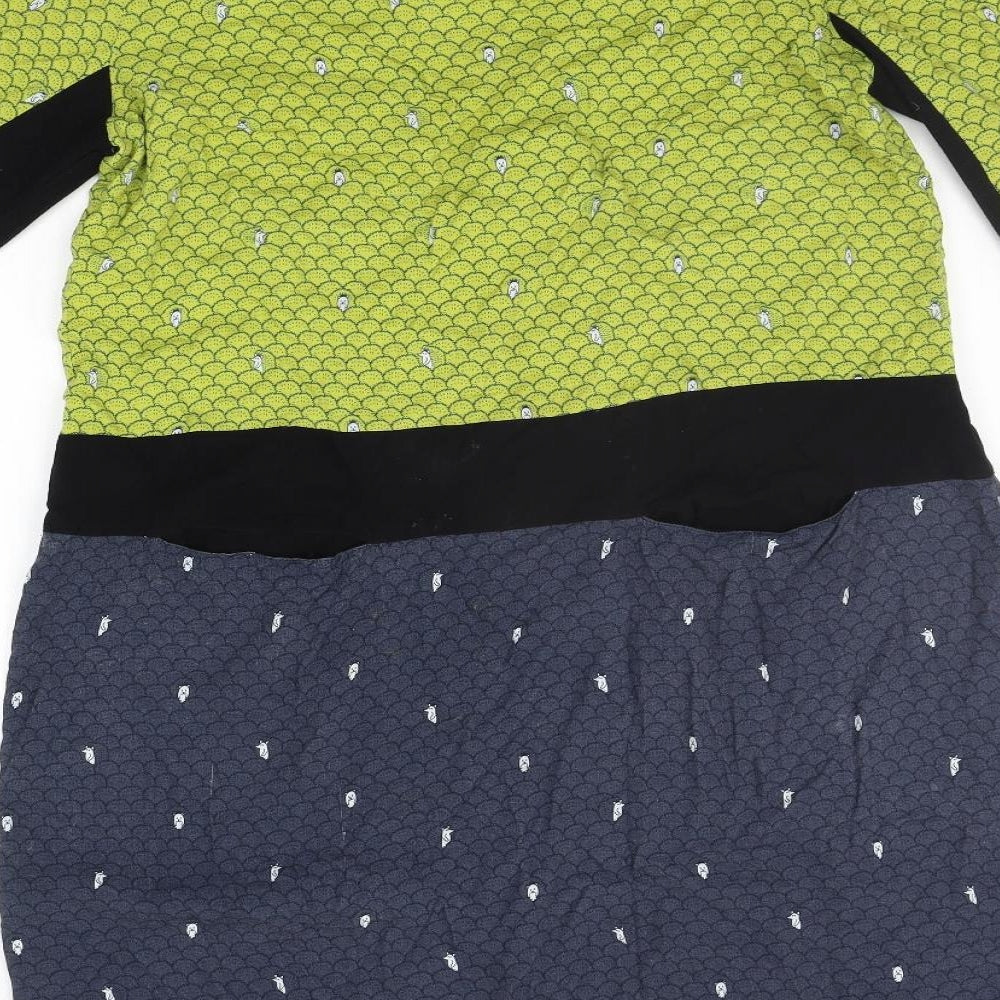 Foil Womens Yellow Geometric A-Line Size 12