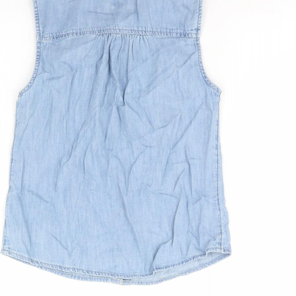 Gap Girls Blue Denim Basic Button-Up Size M