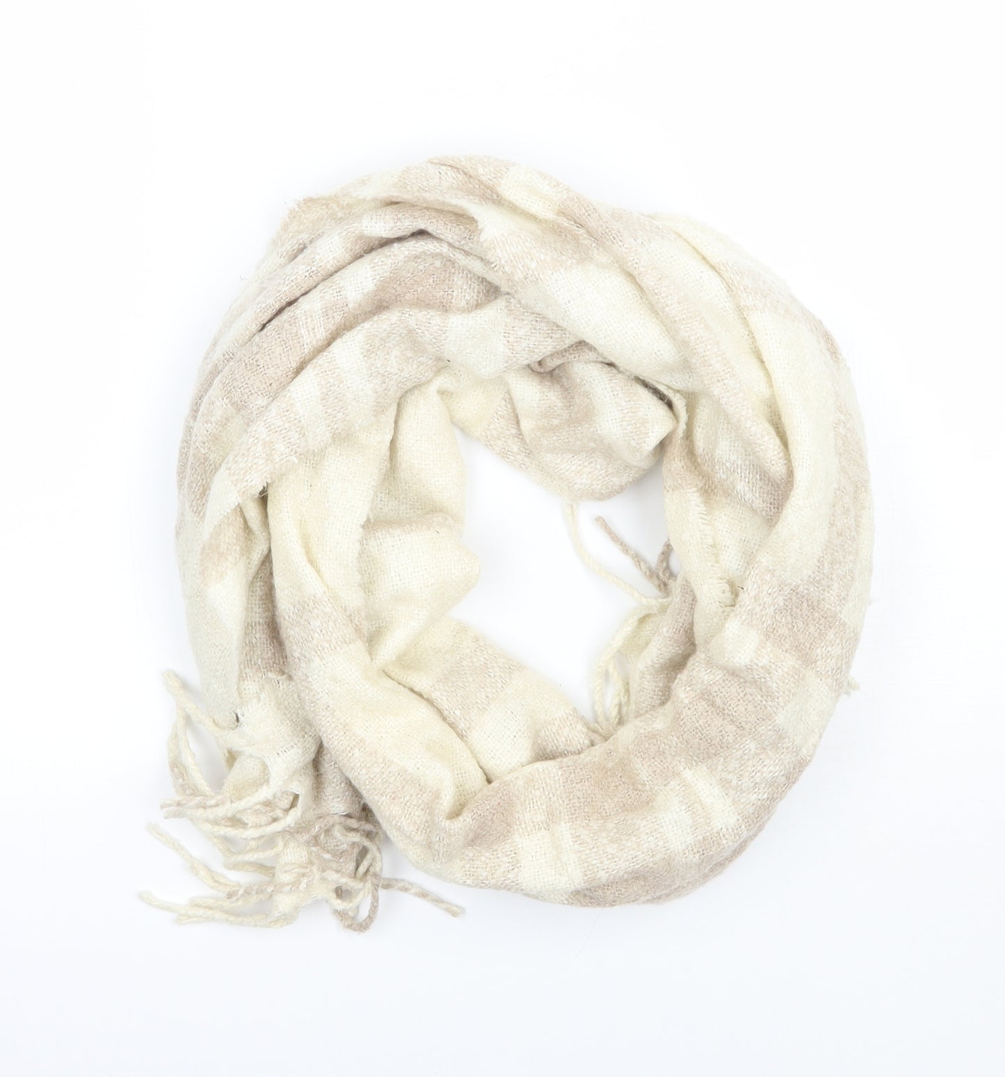 Preworn Womens Beige Check Scarf
