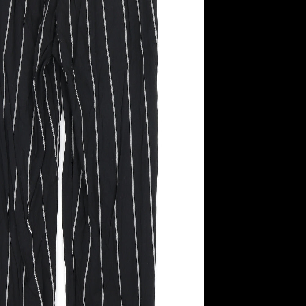 PRETTYLITTLETHING Womens Black Striped Harem Trousers Size 8 L23 in