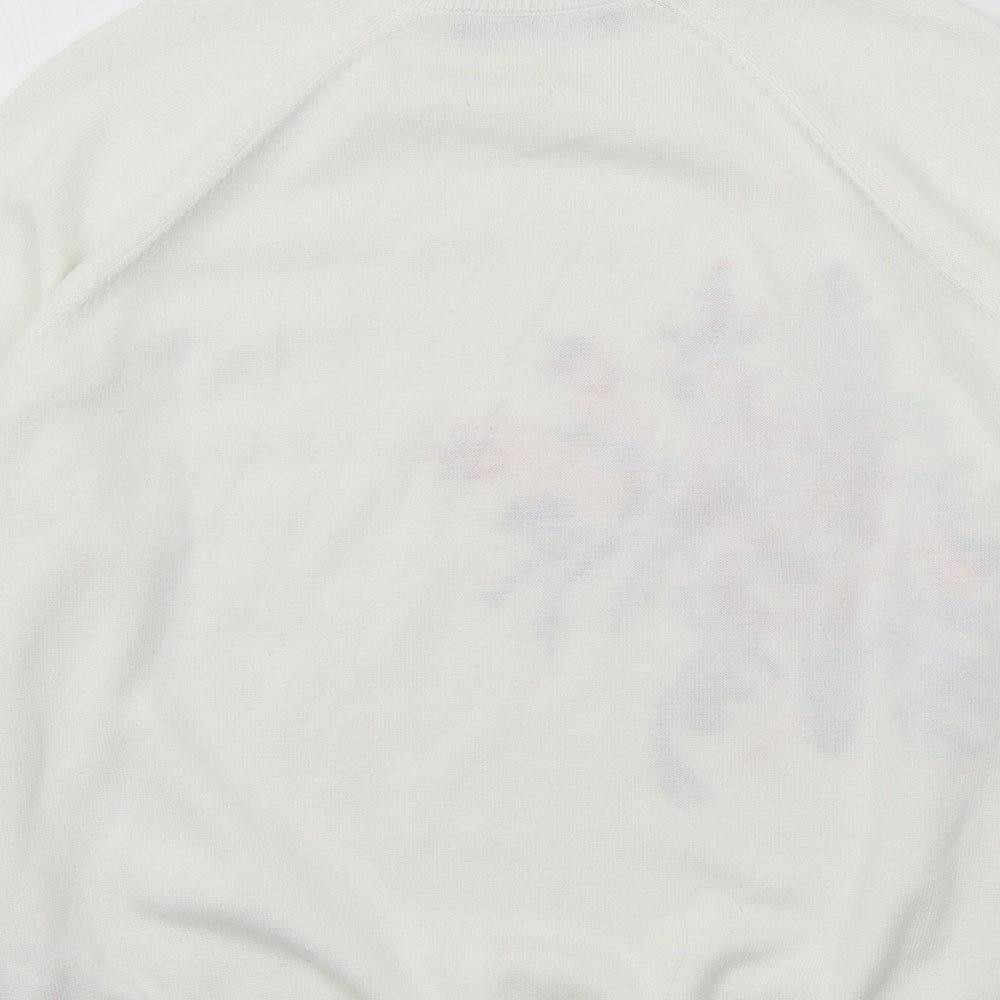 M&S Womens White Floral Pullover Jumper Size 8