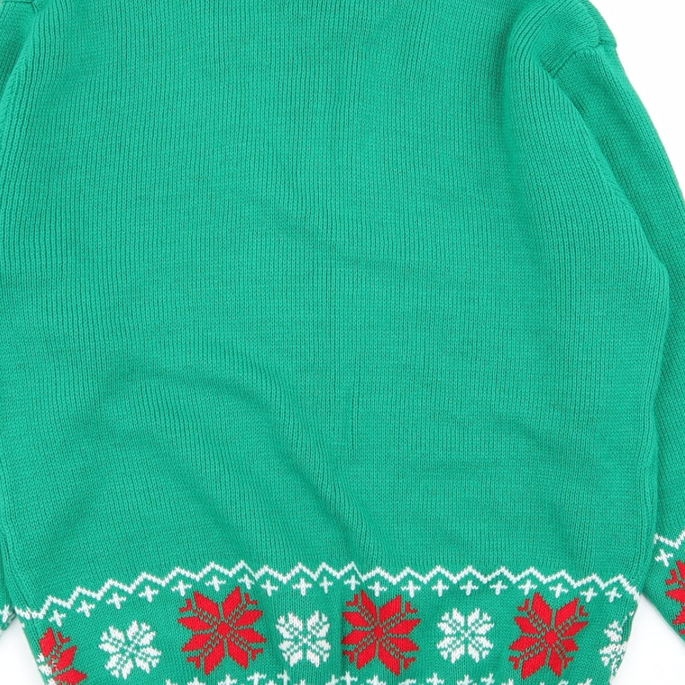 S&D Mens Green Geometric Pullover Jumper Size M - christmas jumper