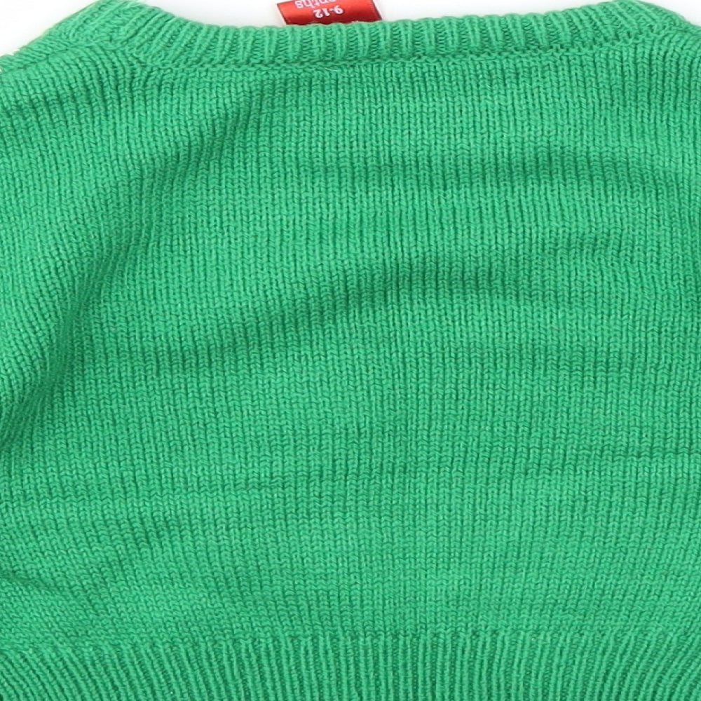 Santas little Helper Boys Green Pullover Jumper Size 9-12 Months