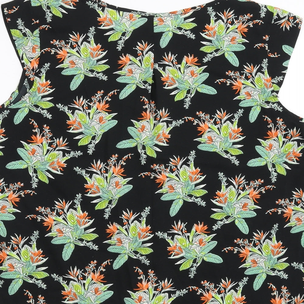 Peacocks Womens Black Floral Basic Tank Size 14