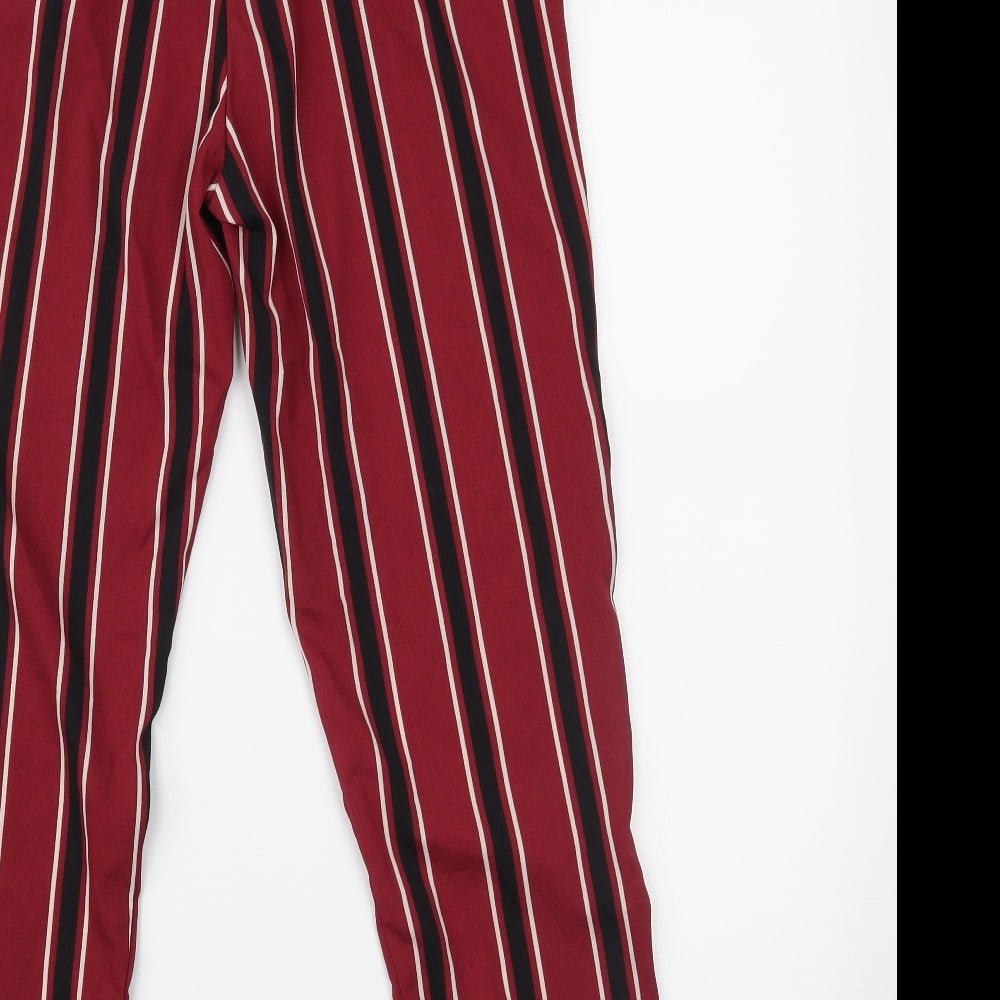 PRETTYLITTLETHING Womens Red Striped Trousers Size 6 L23.5 in