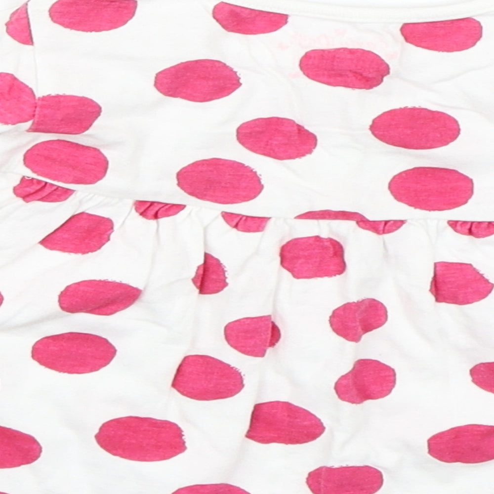 Earlydays Girls White Polka Dot Basic T-Shirt Size 0-3 Months