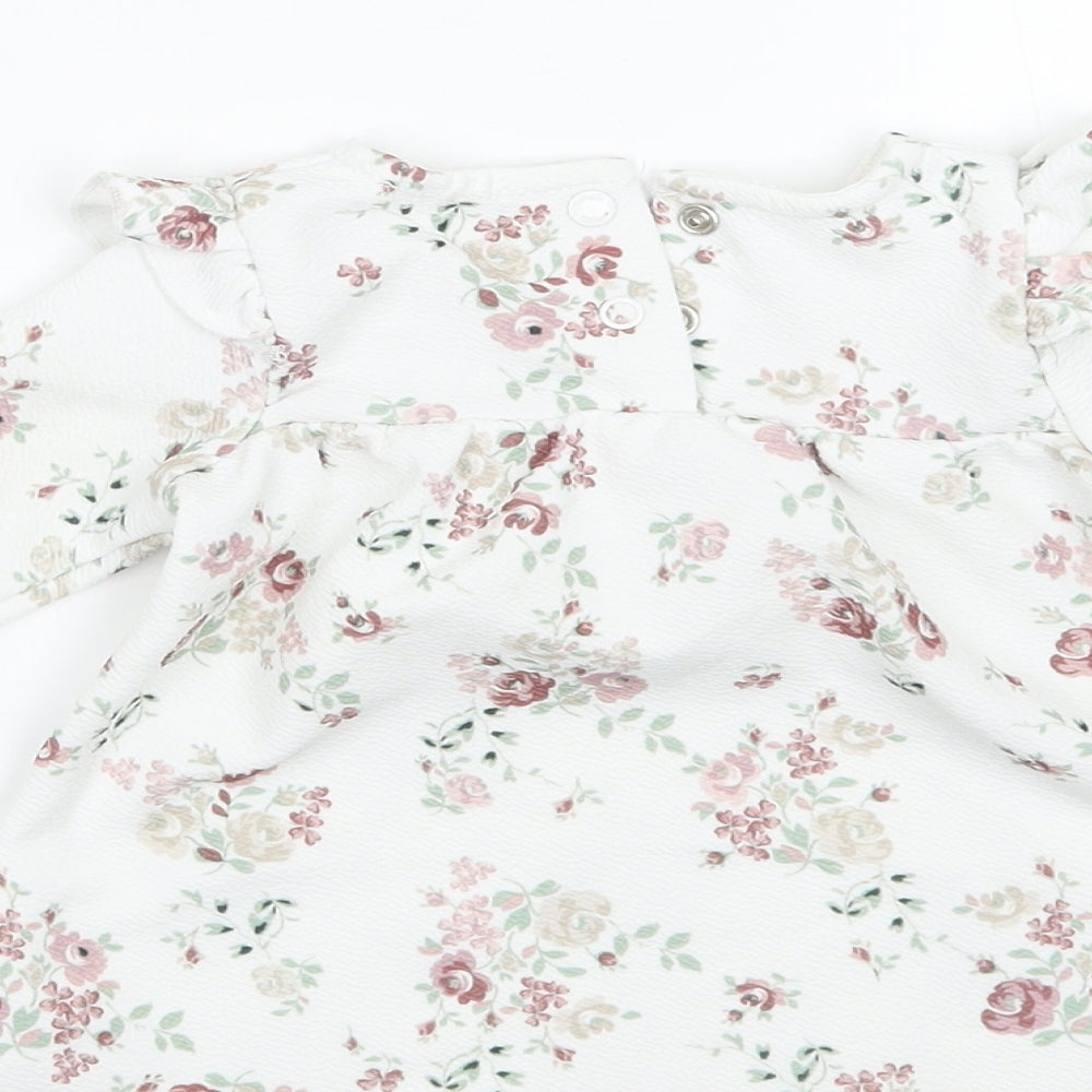 TU Girls White Floral Basic Blouse Size 0-3 Months