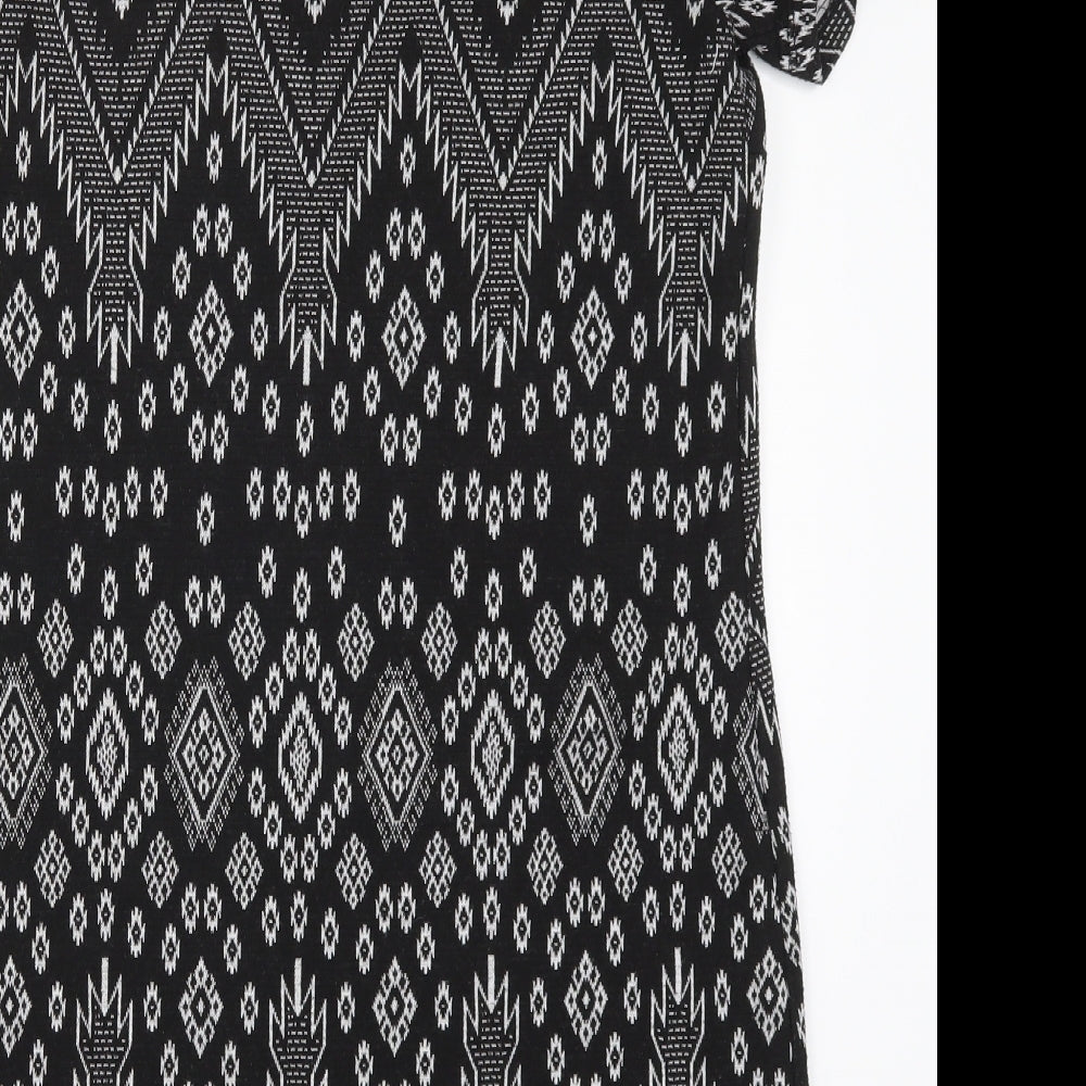 New Look Womens Black Geometric T-Shirt Dress Size 12