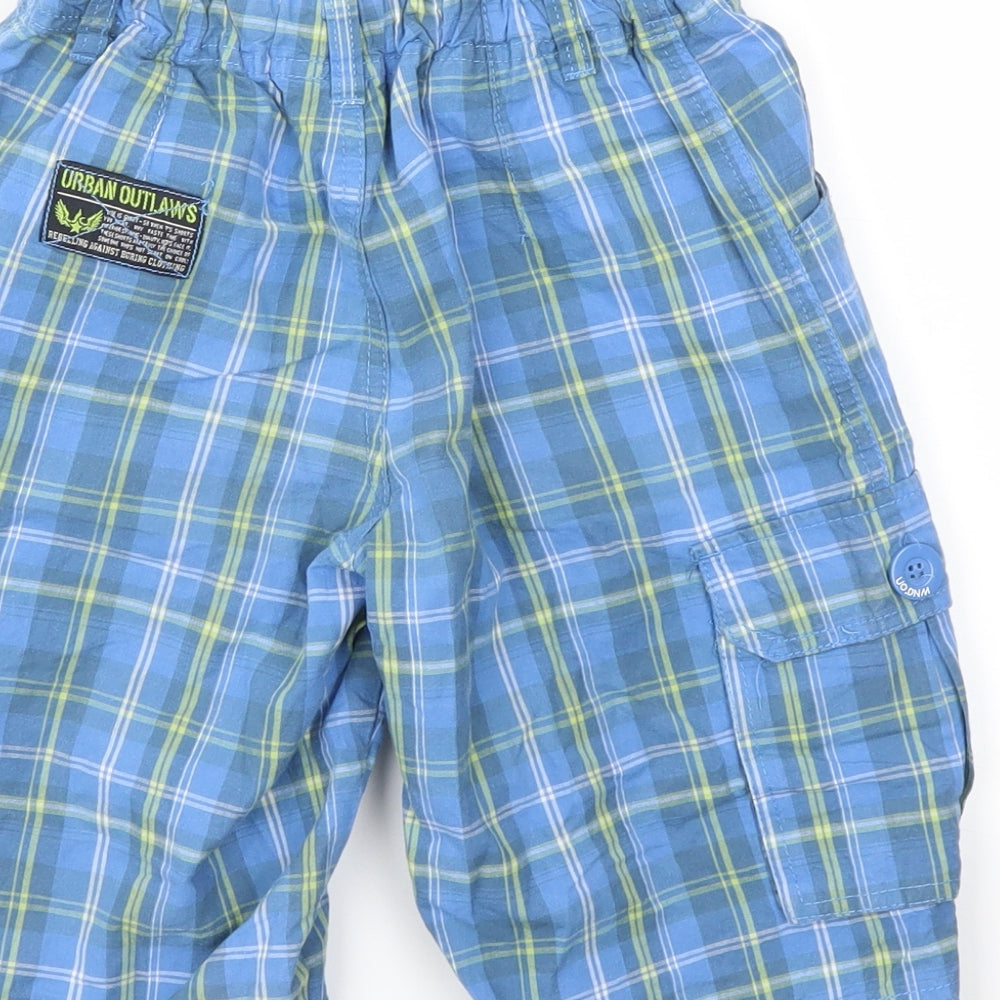 urban utlaws Boys Blue Check Capri Trousers Size 10 Years