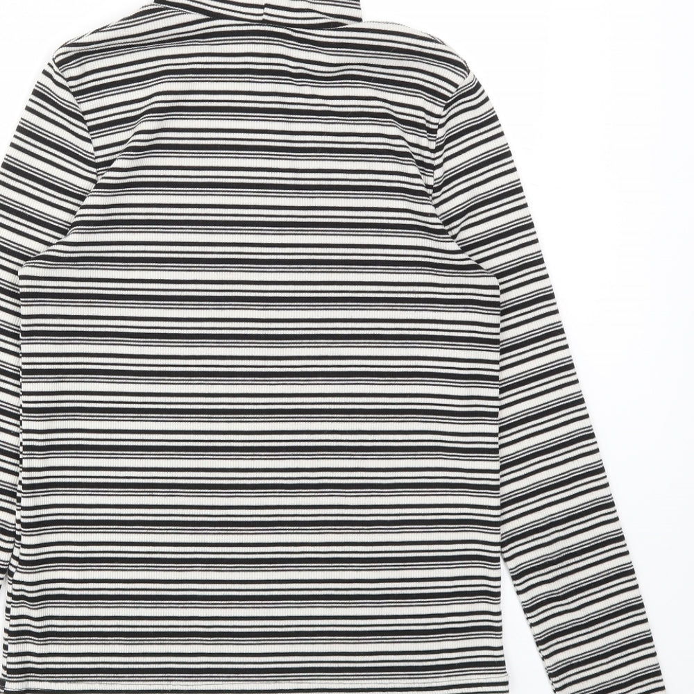 Cooperative Womens Black Striped Basic T-Shirt Size S