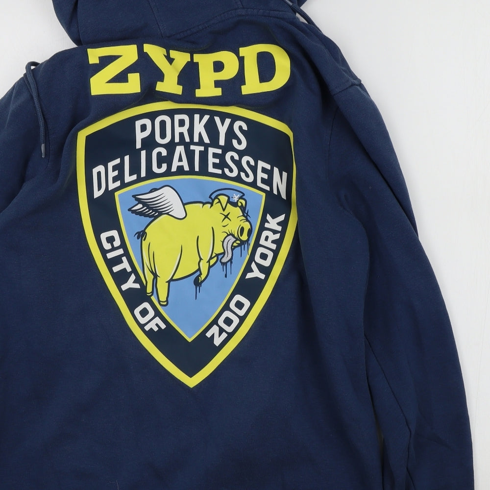 Zoo York Mens Blue Houndstooth Full Zip Jumper Size L - ZYPD