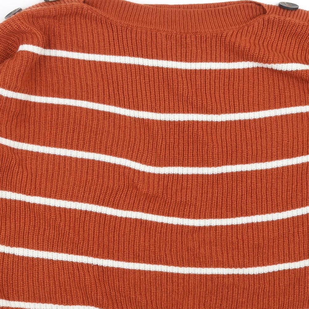 PEP&CO Womens Brown Striped Pullover Jumper Size L
