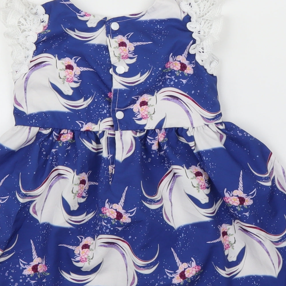 CANIS Girls Blue A-Line Size 12 Months - Unicorn