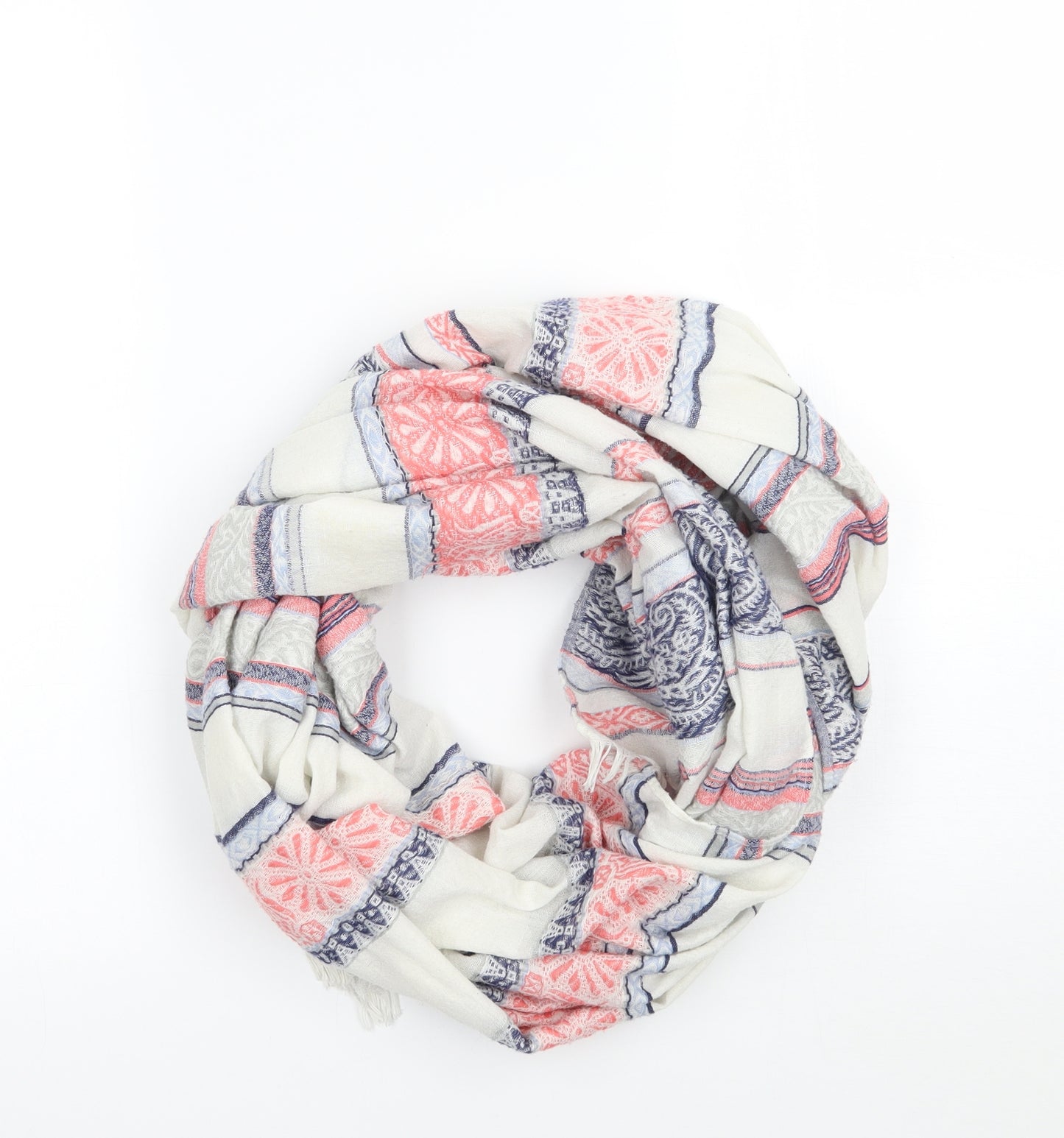 Preworn Womens White Striped Scarf