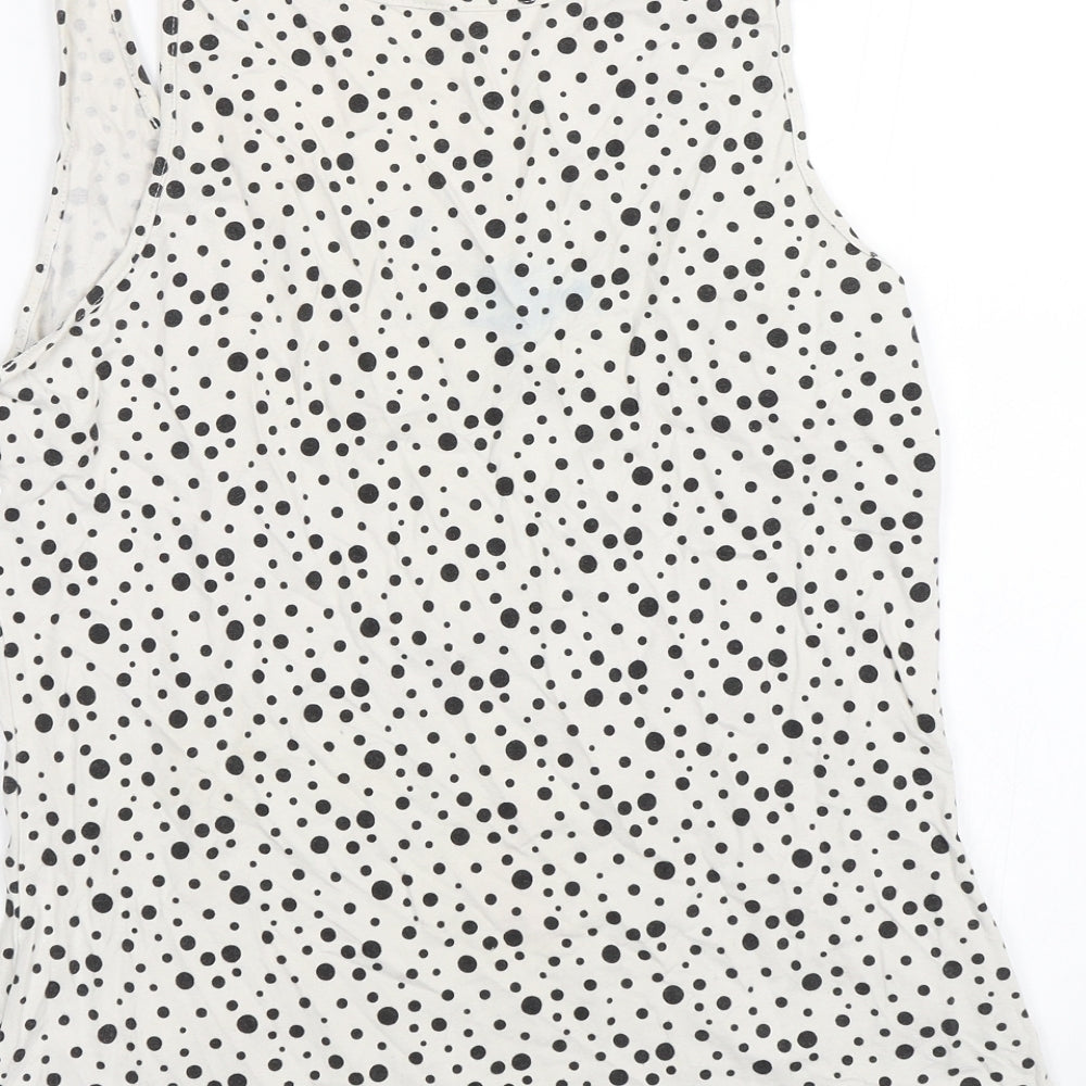 ESMARA Womens White Polka Dot Basic Tank Size L