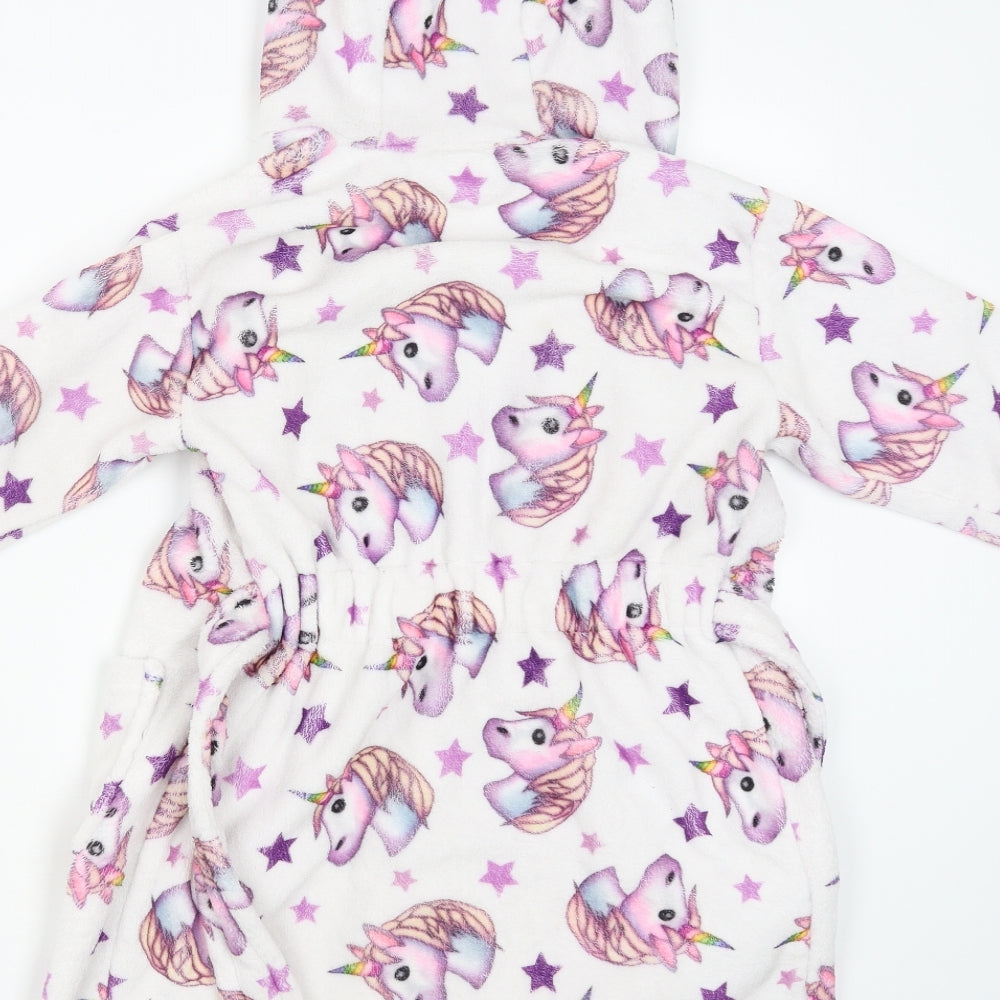 Emoji Girls White Solid Cami Gown Size 5-6 Years - UNICORN