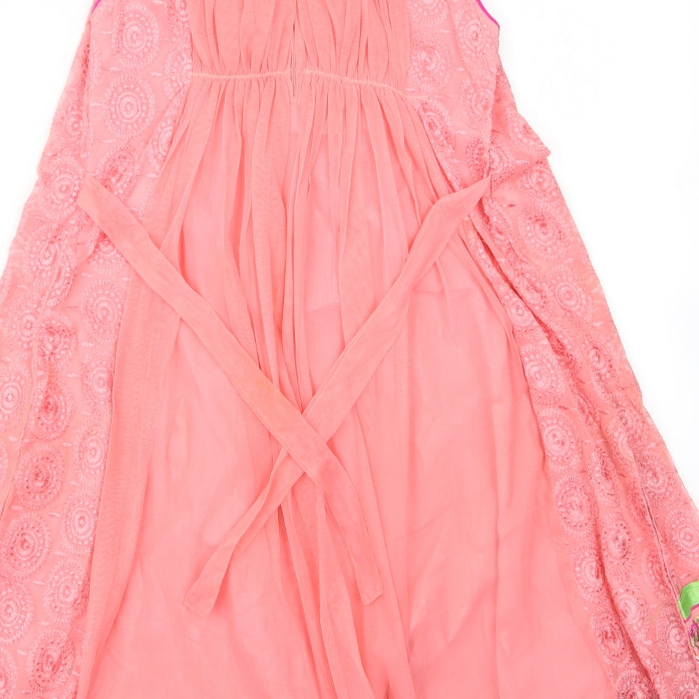 Flash Girls Pink Ball Gown - Jewelled collar, pattern hemline
