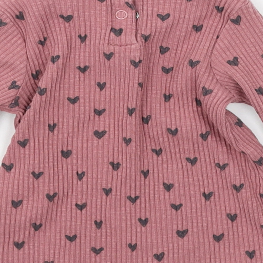 George Girls Pink Polka Dot Jersey Basic T-Shirt Size 6-9 Months