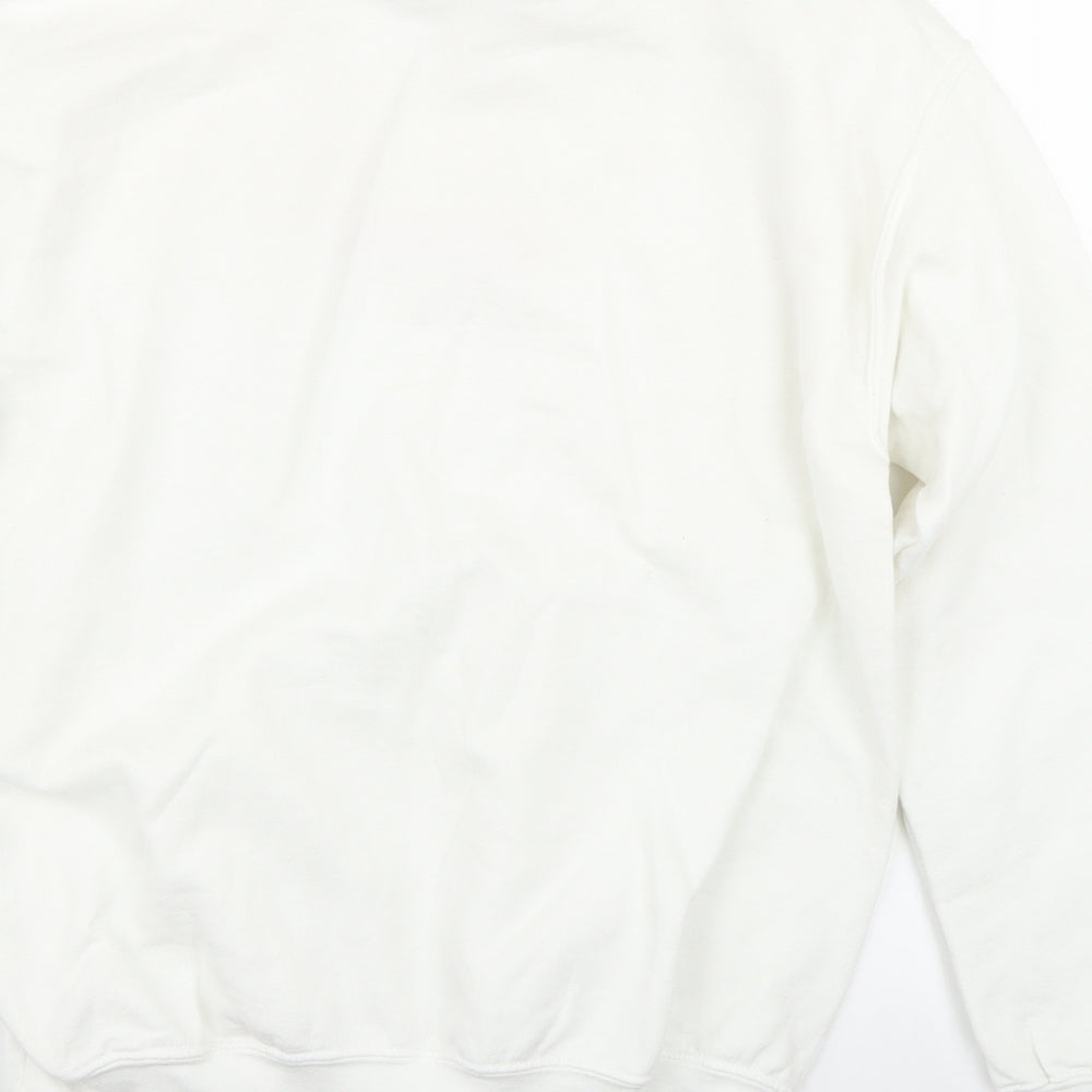 Gildan Womens White Pullover Sweatshirt Size M