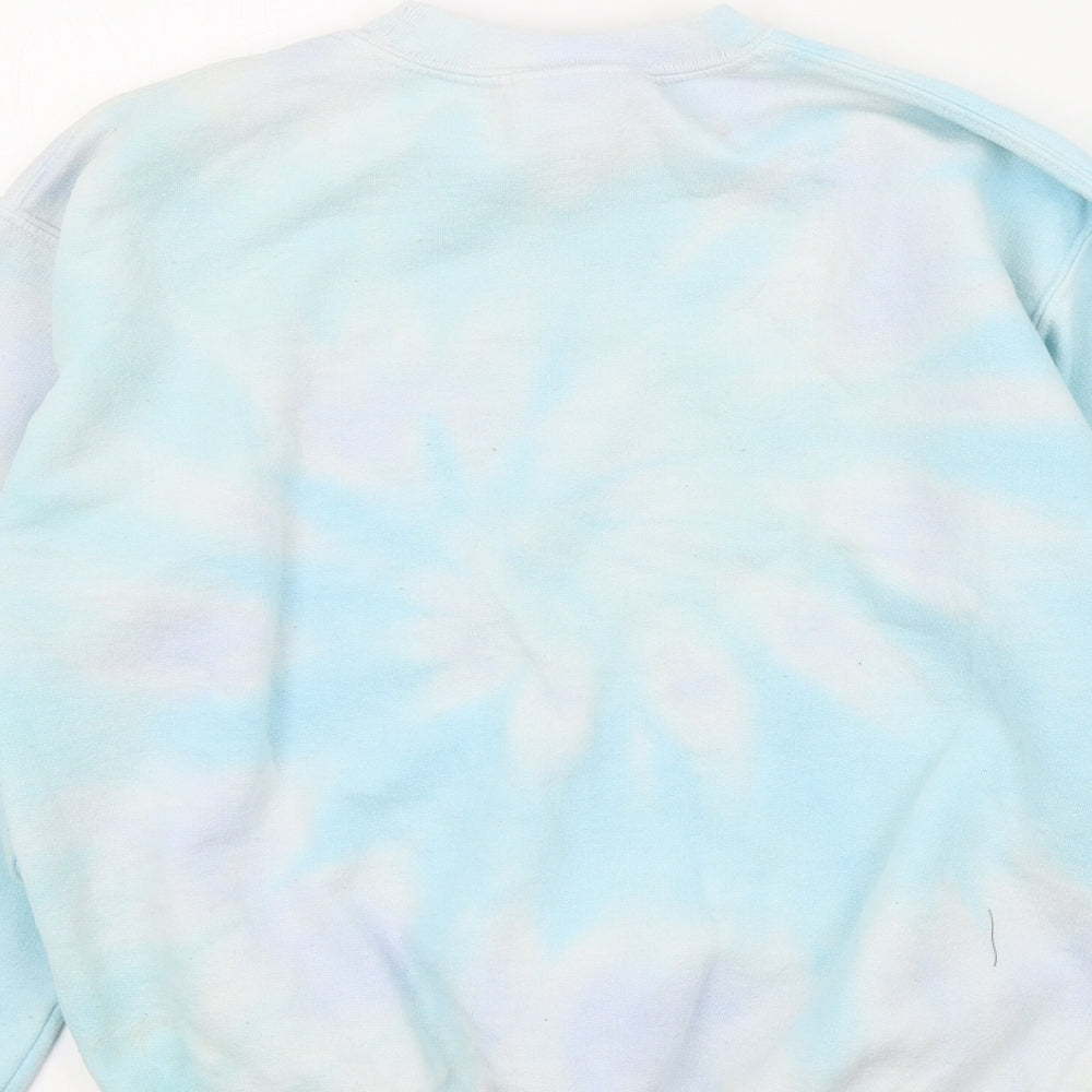 Gildan Girls Blue Colourblock Pullover Jumper Size M
