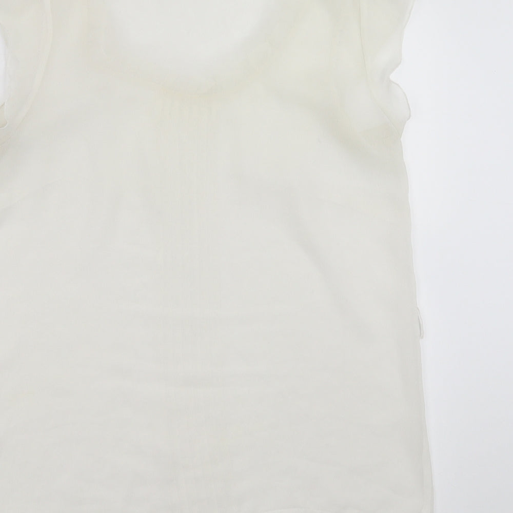 TU Womens Ivory Basic Blouse Size 10 - sheer