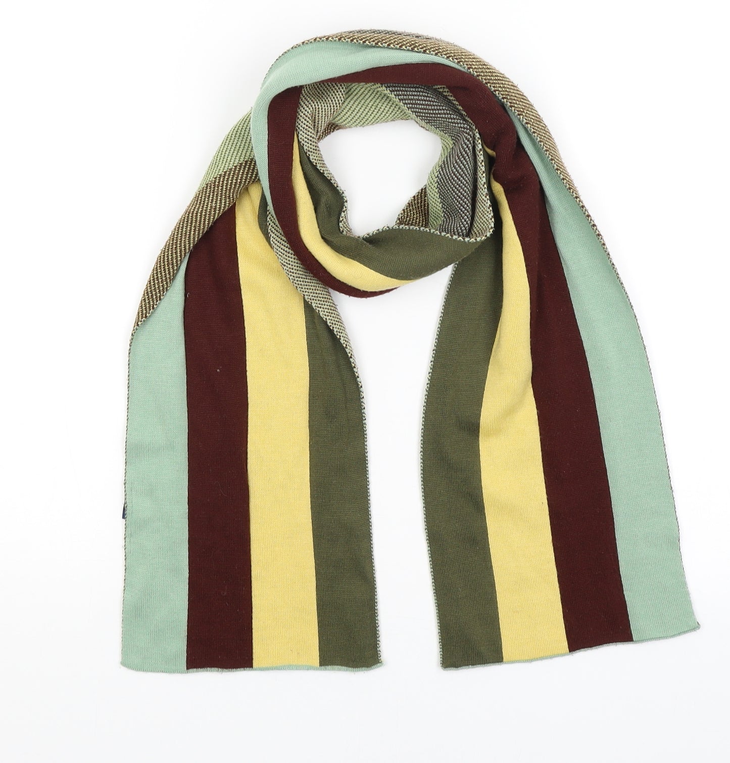 Preworn Womens Green Striped Scarf