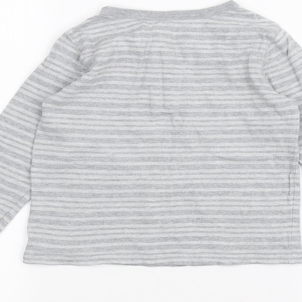 Gap Girls Grey Striped Basic T-Shirt Size 3 Years