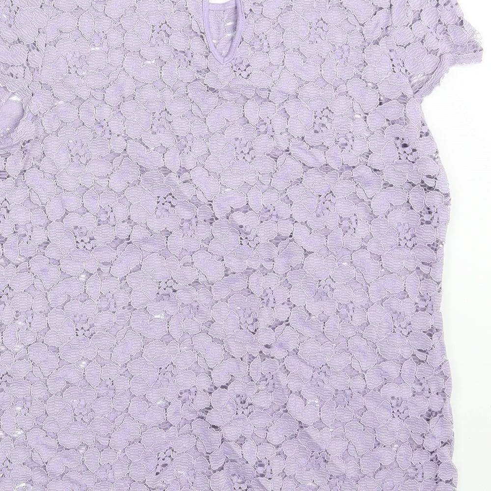 Dorothy Perkins Womens Purple Floral Basic Blouse Size 8