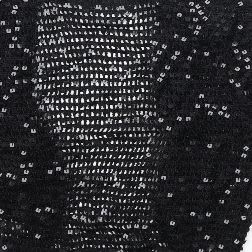 Occasion Wear Womens Black Houndstooth Cardigan Jumper Size 10