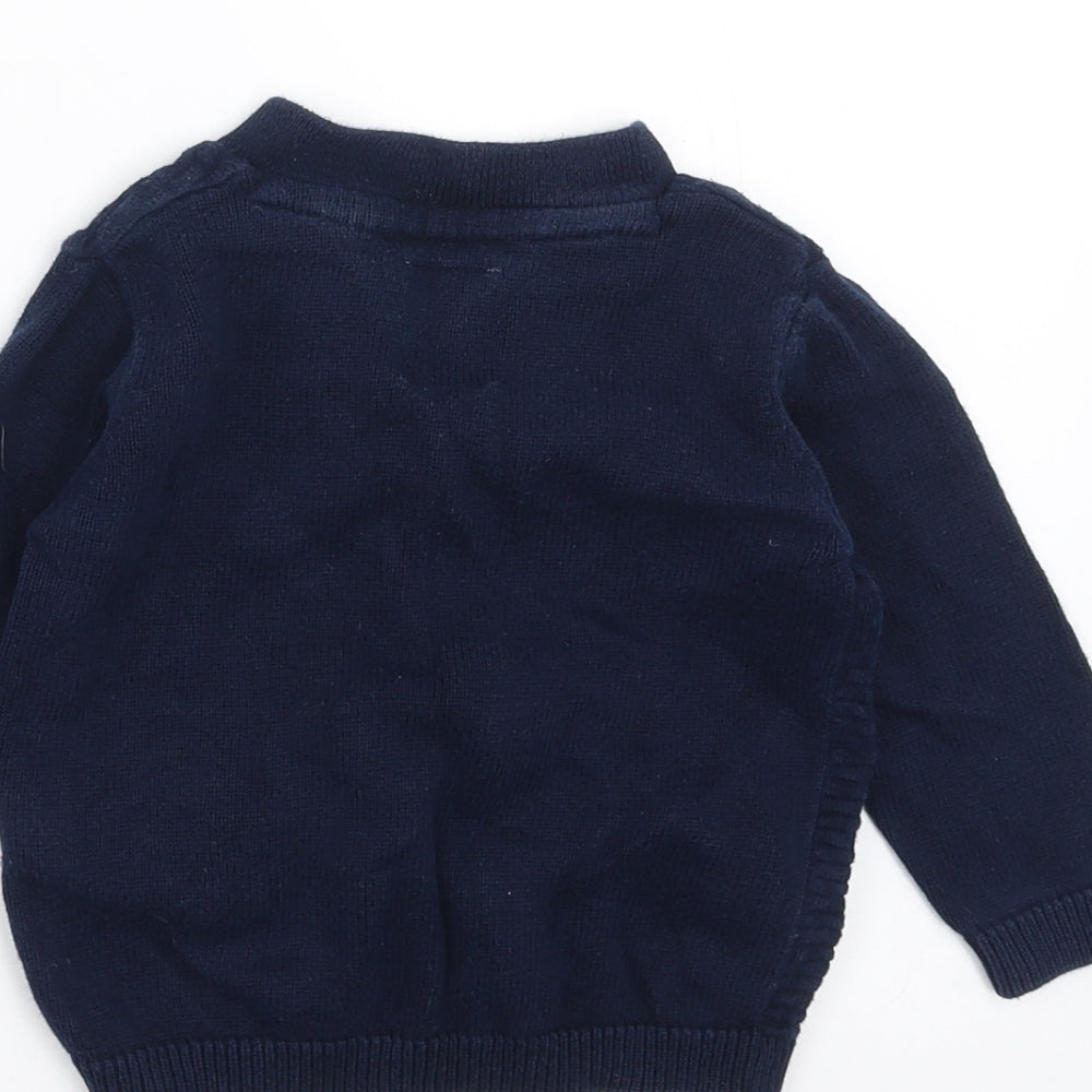 Zara Boys Blue Knit Cardigan Jumper Size 12-18 Months