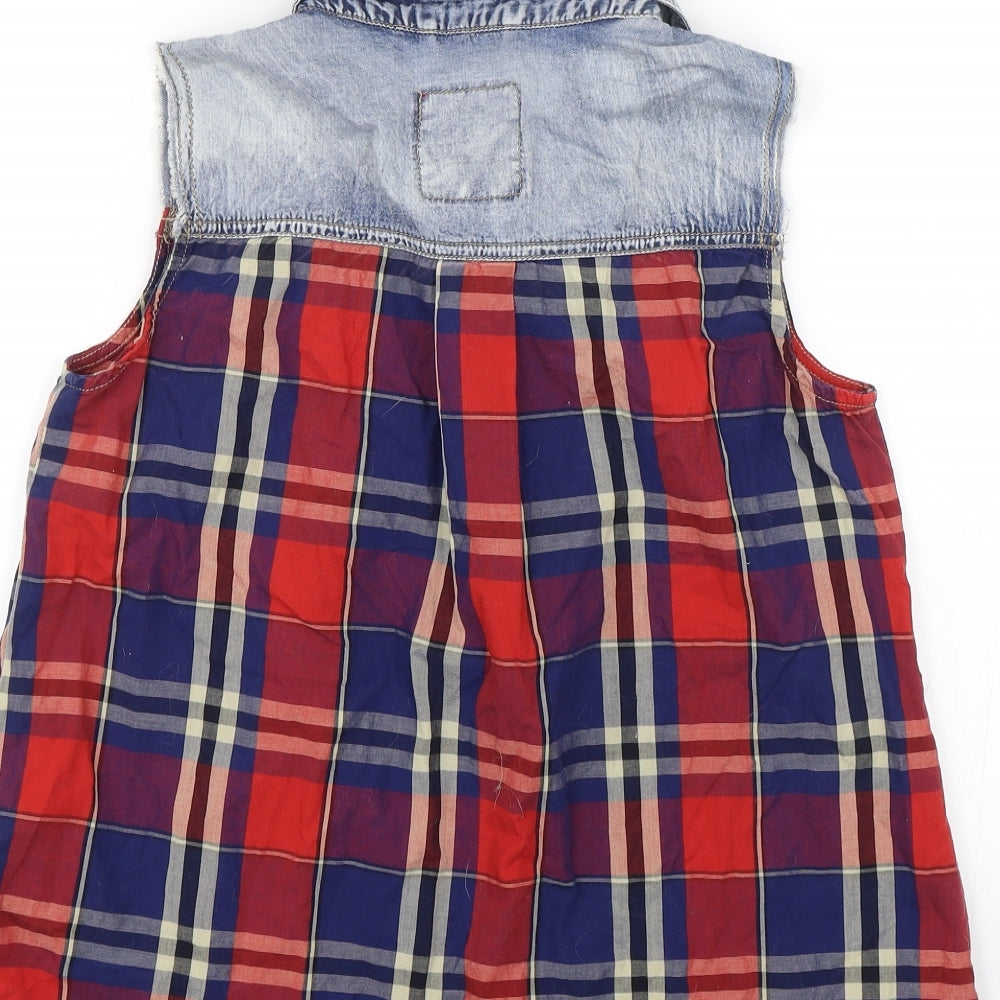 Denim & co Womens Red Check Basic Tank Size 6