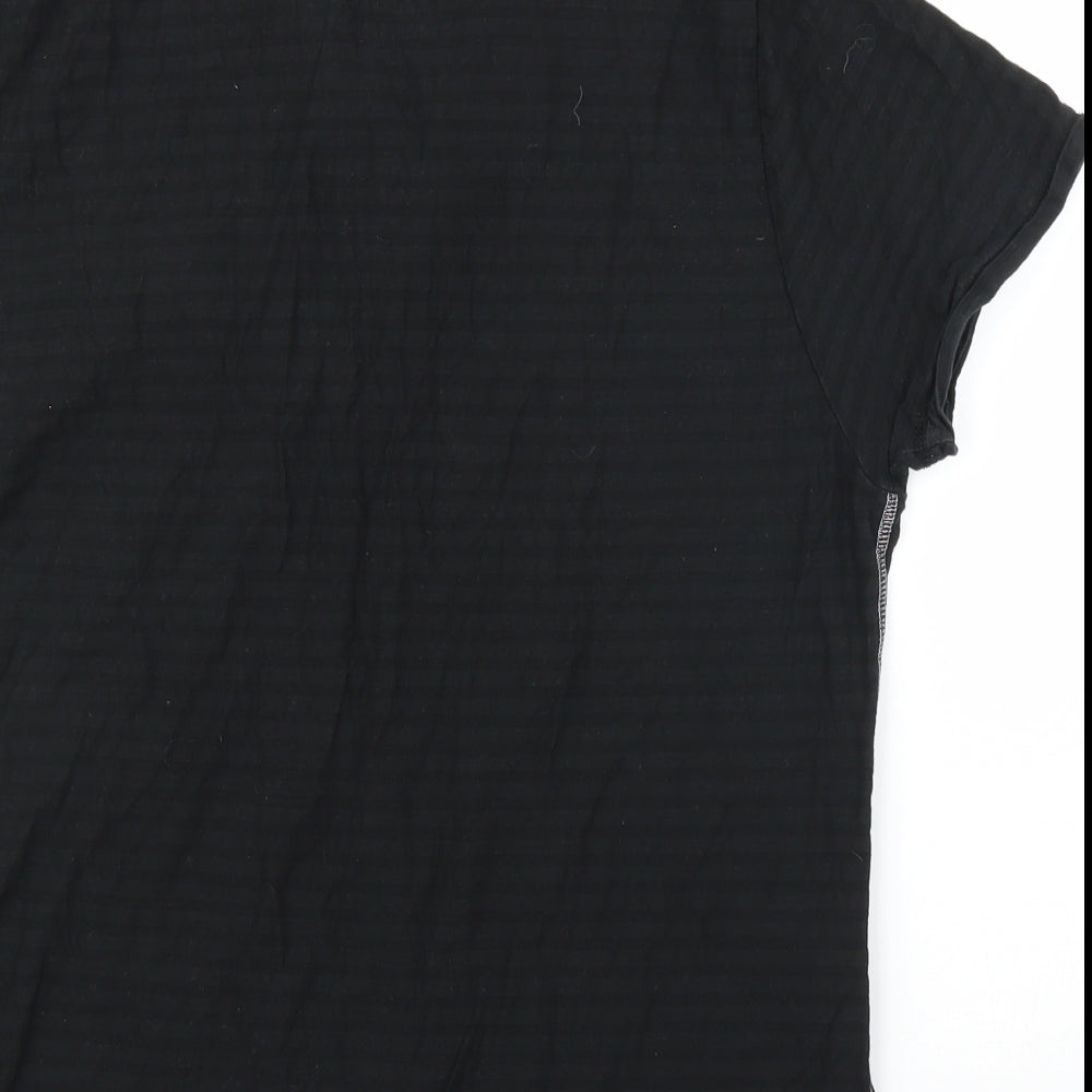 Preworn Mens Black Striped Polo Size L