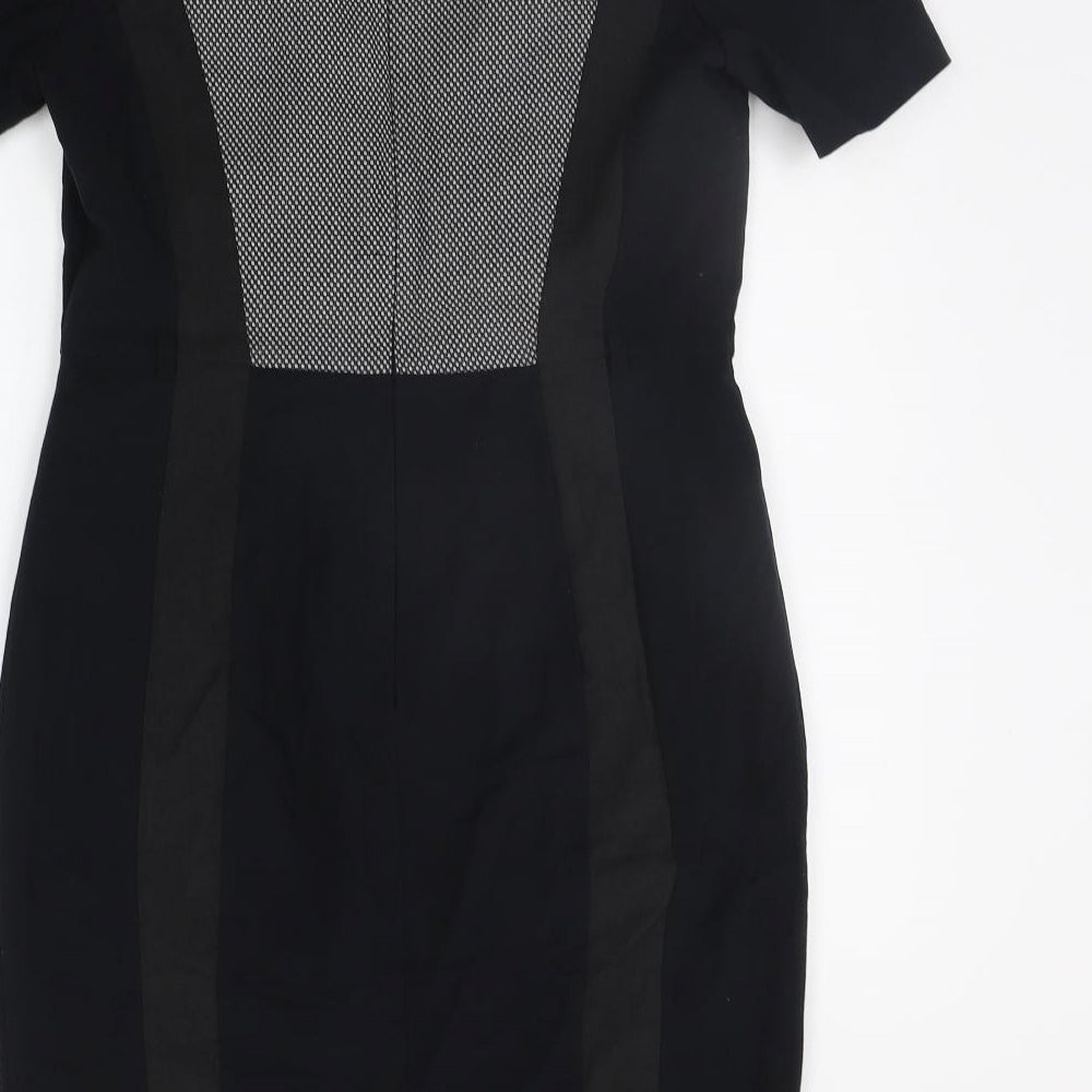 Marks and Spencer Womens Black Geometric A-Line Size 12