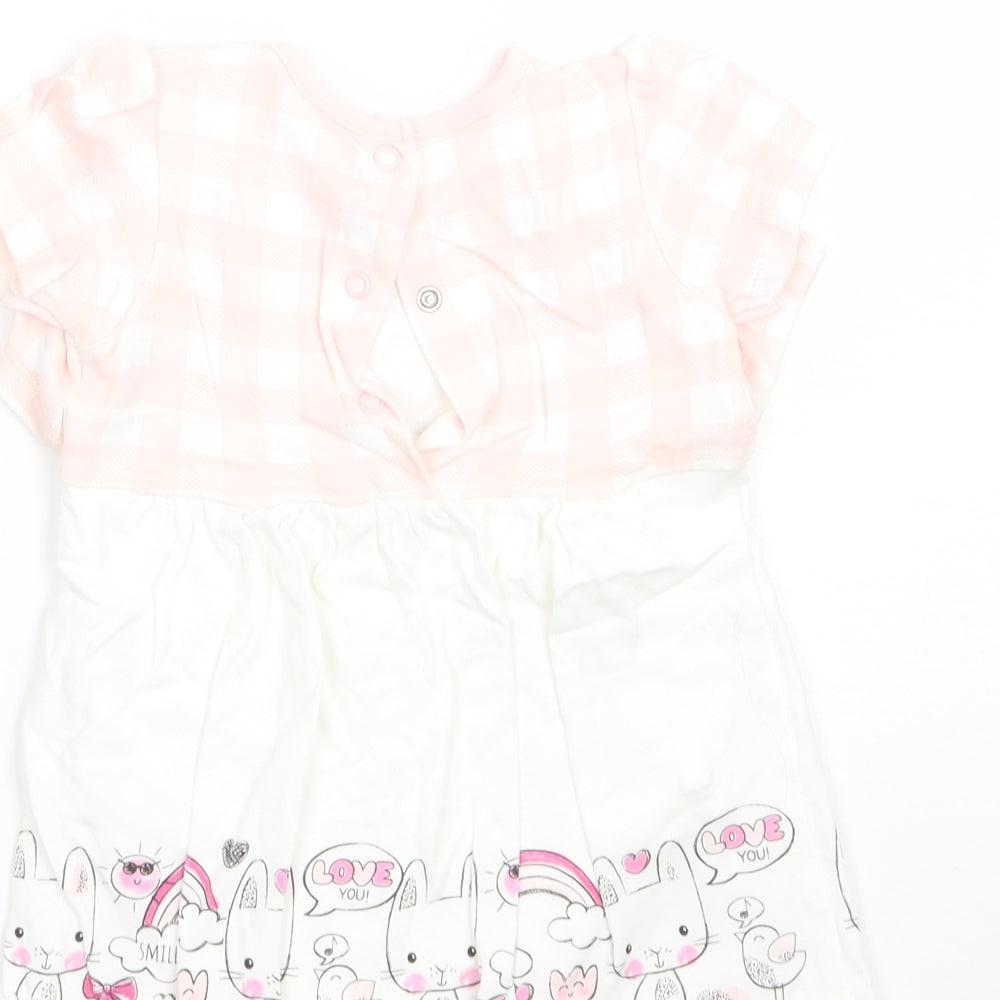 M&Co Girls Pink Check Babygrow One-Piece Size 6-9 Months