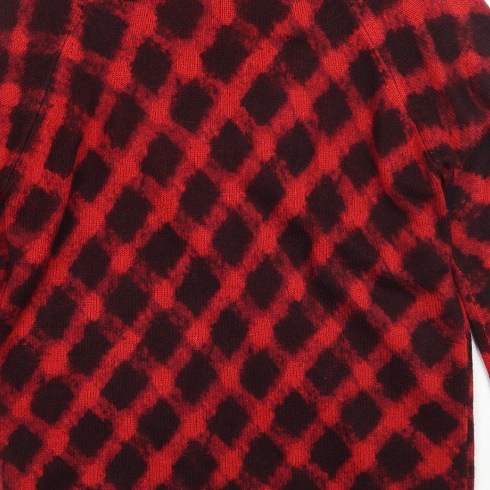 Marks and Spencer Womens Red Geometric Pullover Jumper Size 10