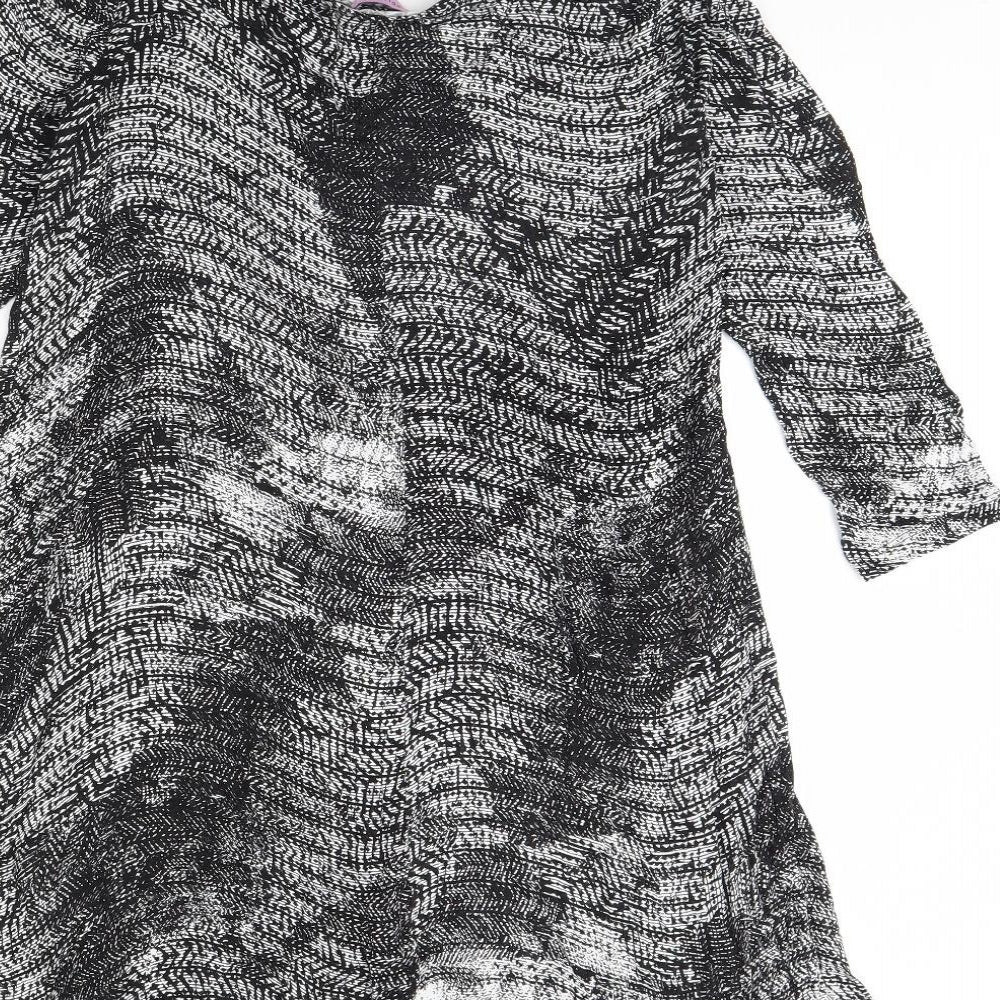 Epilogue Womens Black Geometric Basic Blouse Size 14