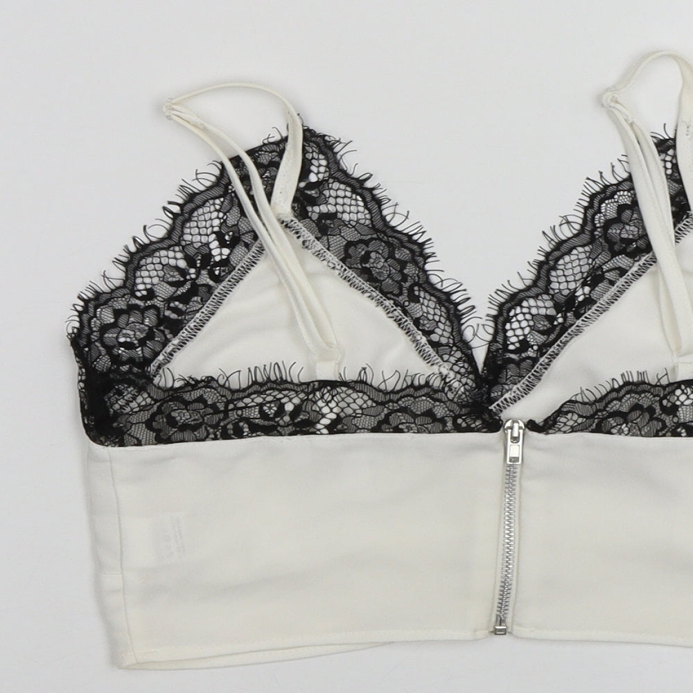 Missguided Womens White Cropped Tank Size 4