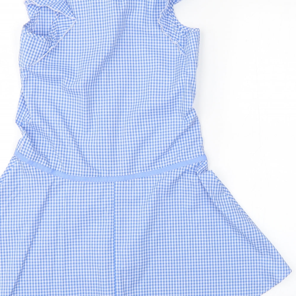 George Girls Blue Check A-Line Size 7-8 Years - School uniform