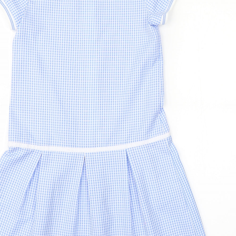 George Girls Blue Check A-Line Size 9-10 Years