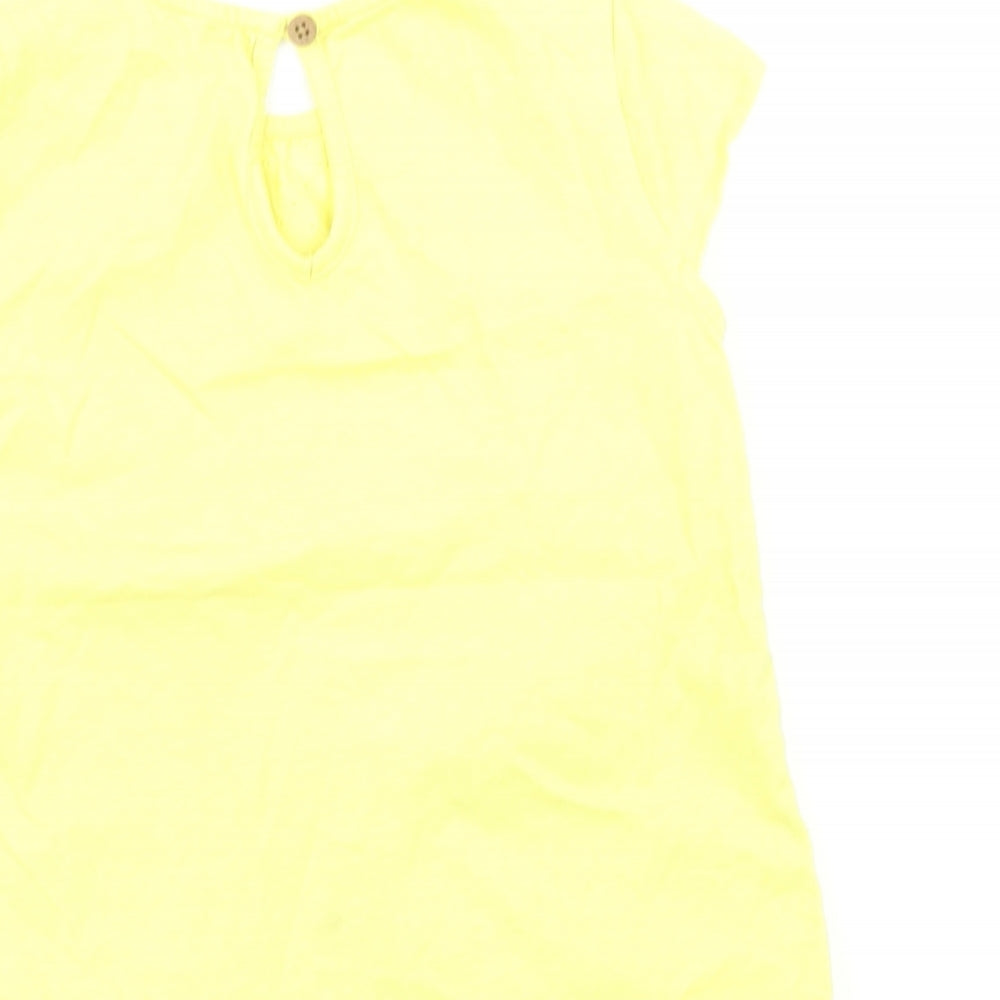 M&S Girls Yellow Floral Basic T-Shirt Size 2-3 Years