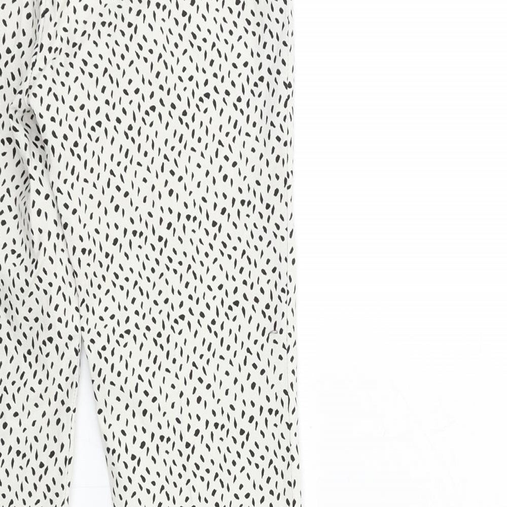 Zara Womens White Animal Print Trousers Size XS L28 in