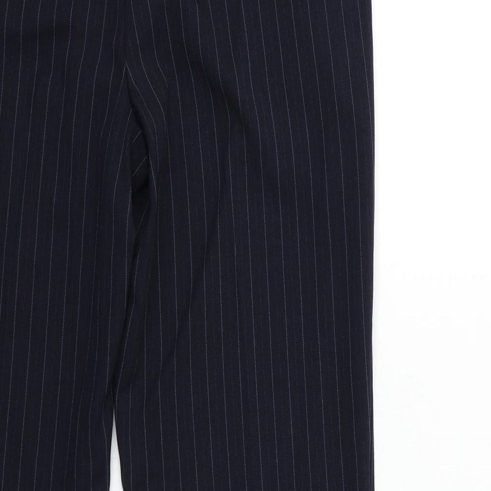 Marks and Spencer Womens Black Striped Trousers Size 14 L30 in