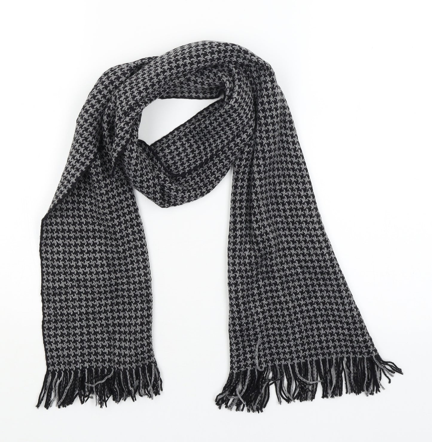 Preworn Unisex Black Geometric Scarf One Size