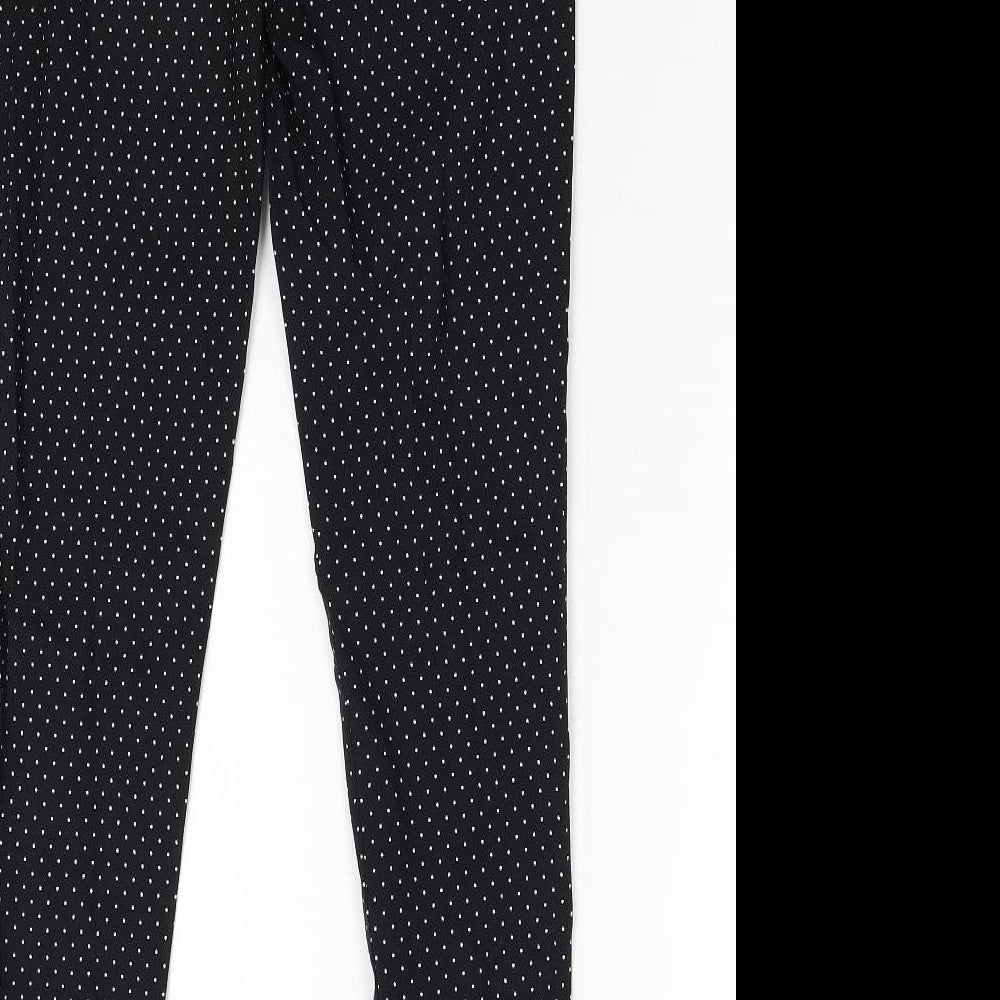Peacock's Womens Black Polka Dot Trousers Size 10 L28 in