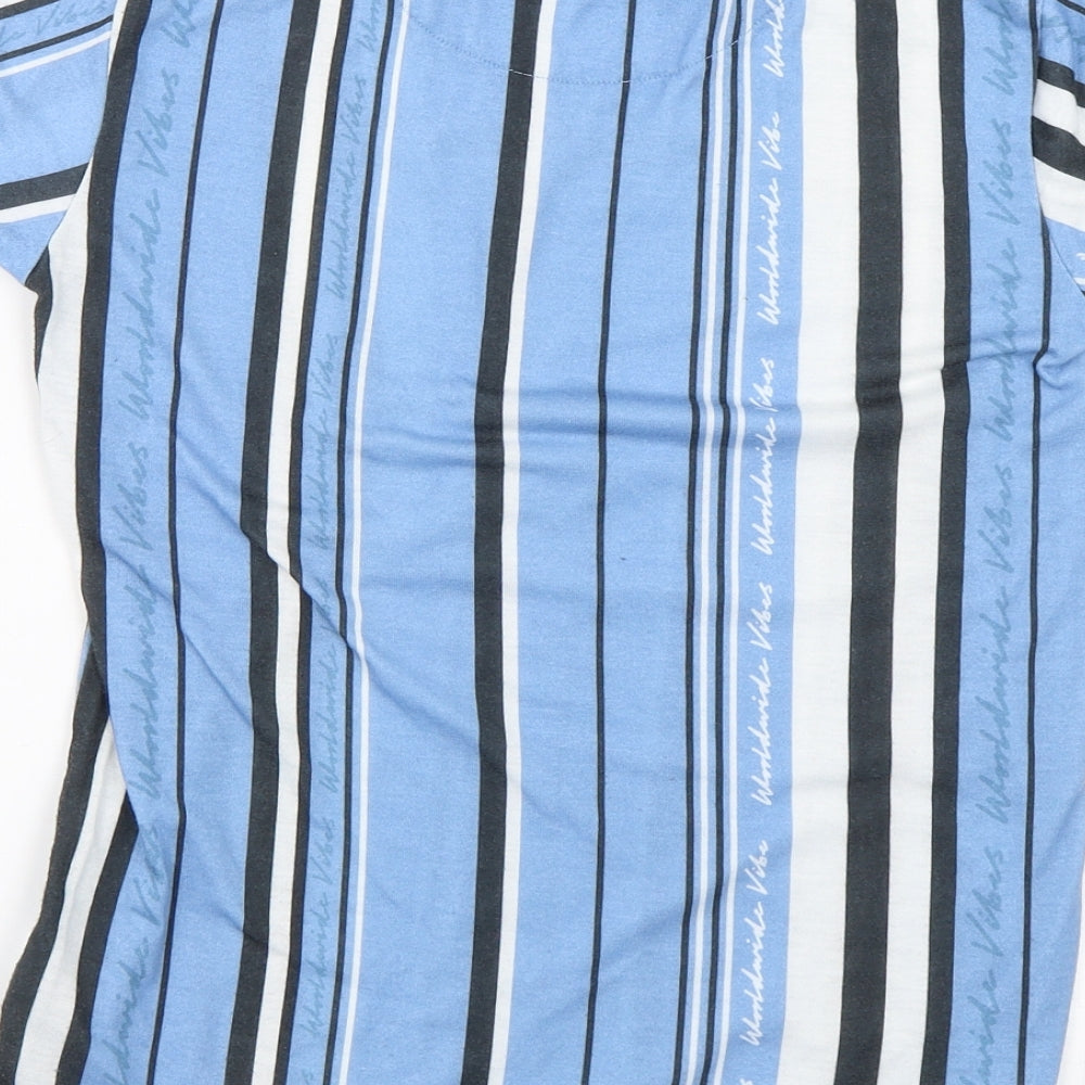 George Boys Blue Striped Basic T-Shirt Size 9-10 Years
